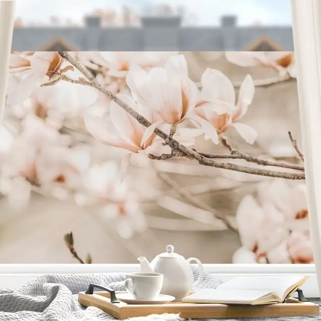 Magnolienzweige im Vintagestil                               Fensterfolie Beliebt