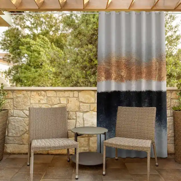 Goldener Horizont Aquarell Outdoorvorhang Kostenloser Versand