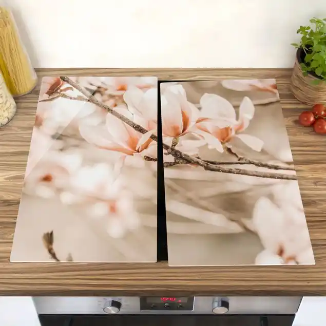 Magnolienzweige im Vintagestil Herdabdeckplatte Kostenfreie Lieferung