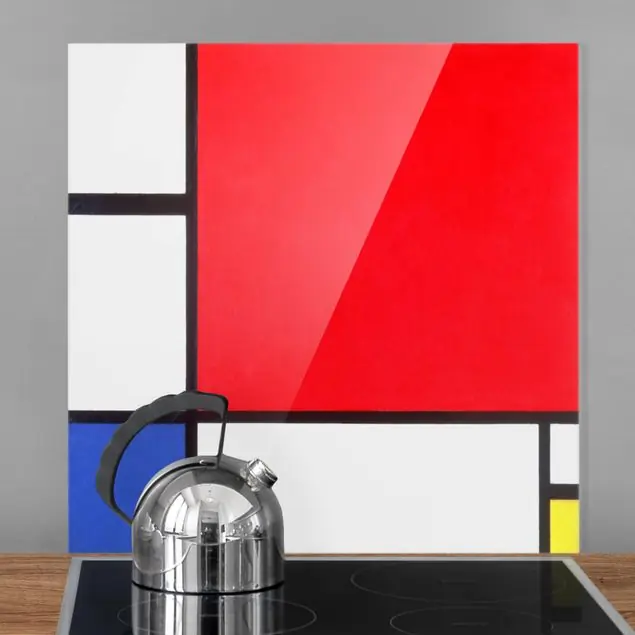 Piet Mondrian - Komposition Rot Blau Gelb Spritzschutz Beliebt