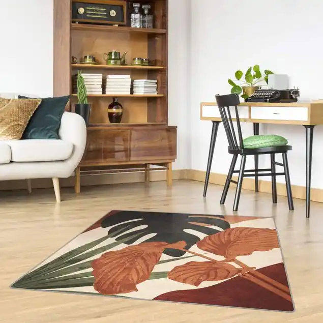 Tropische Boho Blätter Teppich Preisreduziert