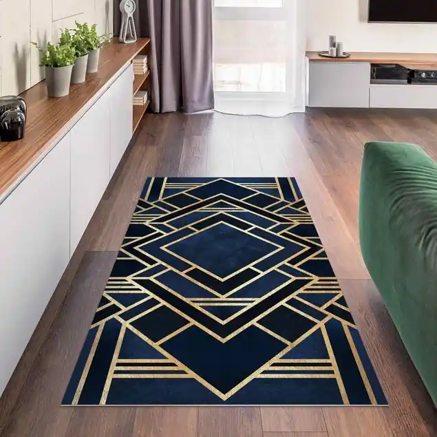 Neuheit Art Deco Gold Premium Vinylteppich 2,2 mm • hergestellt in Deutschland • glatt • abwaschbar • ideal für Haushalte mit Tieren