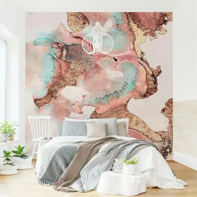 Preis Gesenkt Goldenes Aquarell Rosé Fototapete Vlies • inkl. Kleister • hergestellt in Deutschland