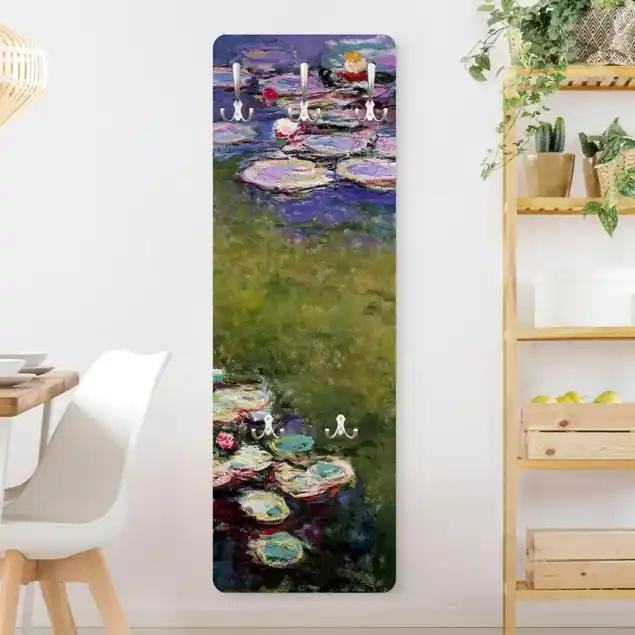 Jetzt Bestellen Claude Monet - Seerosen Designpaneel Wandgarderobe • inkl. großes Haken-Set • hergestellt in Deutschland • platzsparend • besonderer Eyecatcher