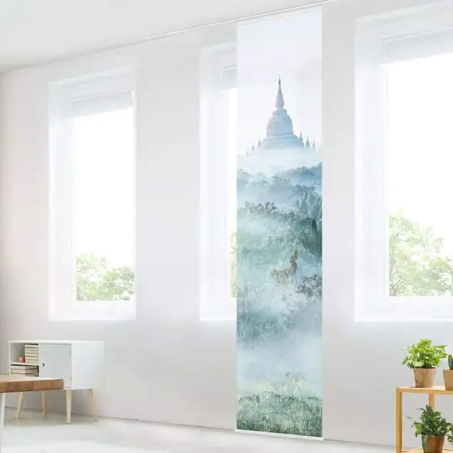 Morgennebel über dem Dschungel von Bagan Schiebegardine Sofort Bestellen
