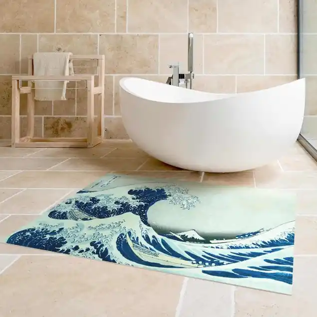 Katsushika Hokusai - Die grosse Welle von Kanagawa Premium Vinylteppich 2,2 mm • hergestellt in Deutschland • glatt • abwaschbar • ideal für Haushalte mit Tieren Aktuell