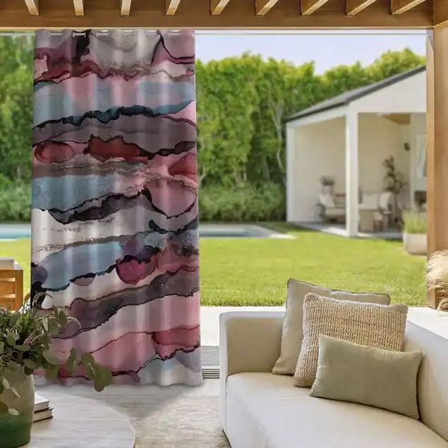 Online Kaufen Wellenreiten in Violett mit Roségold Outdoorvorhang