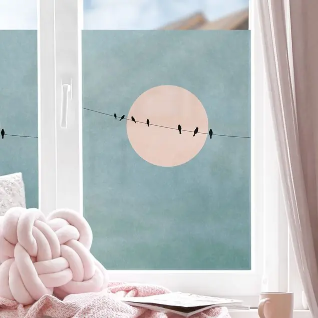 Vögel vor rosa Sonne I Fensterfolie Aktuell