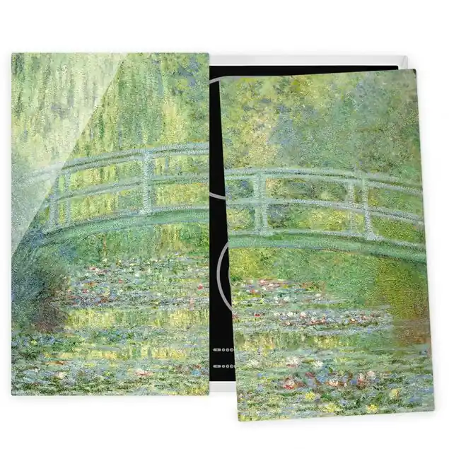 Neuheit Claude Monet - Japanische Brücke 2-teilige Herdabdeckplatte Glas
