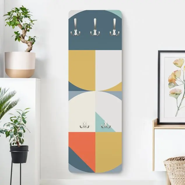 Solange Der Vorrat Reicht Geometrische Formen in Bunt Designpaneel Wandgarderobe • inkl. großes Haken-Set • hergestellt in Deutschland • platzsparend • besonderer Eyecatcher
