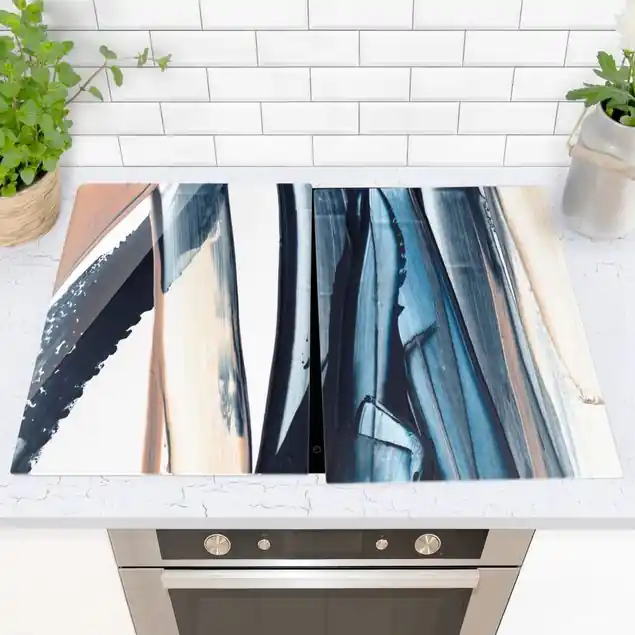 Neue Kollektion Blau und Beige Streifen Herdabdeckplatte