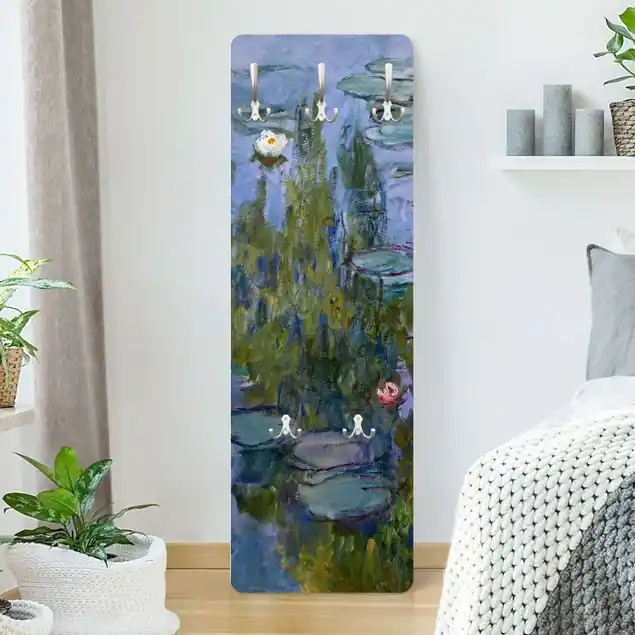 Top-Angebot Claude Monet - Seerosen (Nympheas) Designpaneel Wandgarderobe • inkl. großes Haken-Set • hergestellt in Deutschland • platzsparend • besonderer Eyecatcher