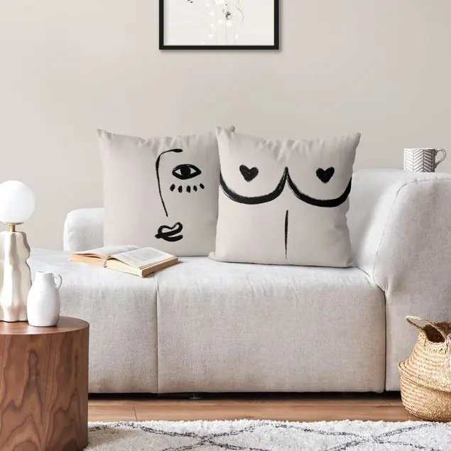Alina Buffiere Illustration - Ich seh dich Brüste DUO Dekokissen • Canvas • klassische Webstruktur • handgefertigt in Deutschland Nur Heute