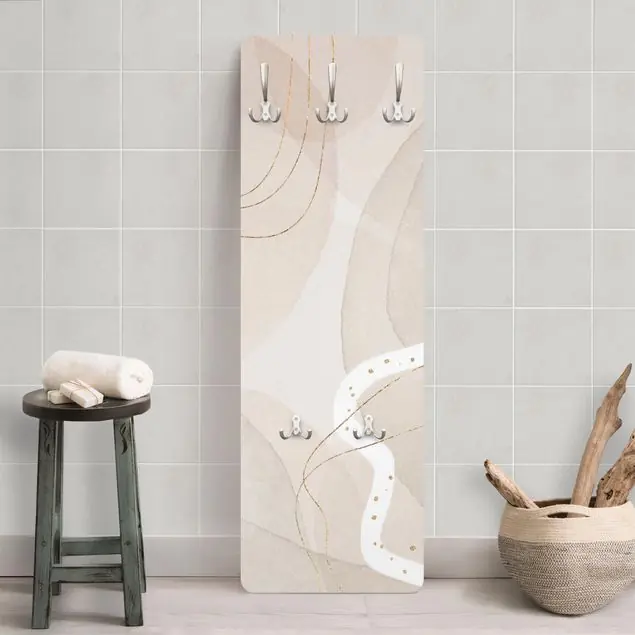 Top-Angebot Verspielte Impressionen mit weißer Linie Designpaneel Wandgarderobe • inkl. großes Haken-Set • hergestellt in Deutschland • platzsparend • besonderer Eyecatcher