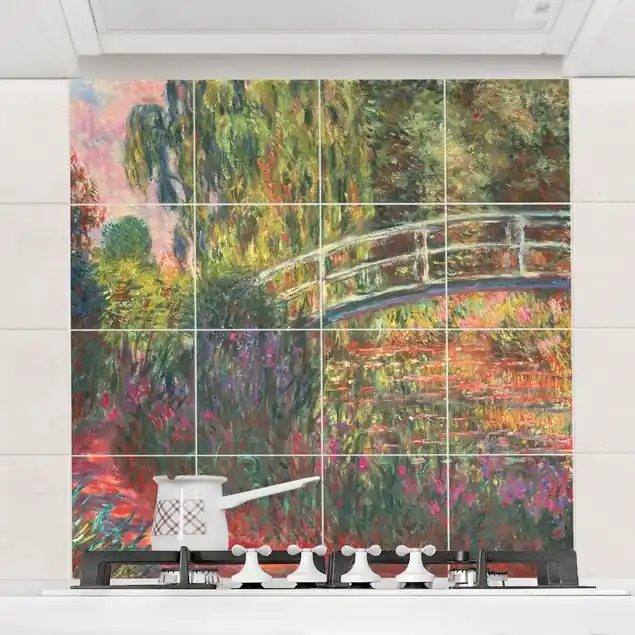 Kracherpreis Claude Monet - Japanische Brücke im Garten von Giverny Fliesenbild - Quadrat