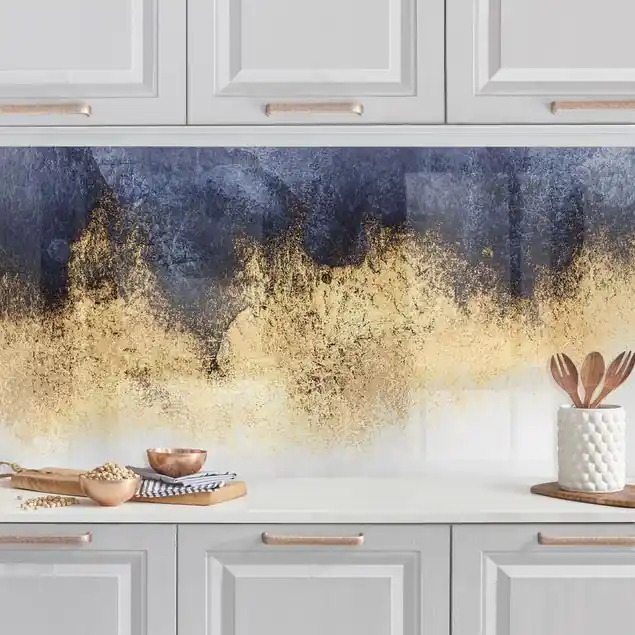 Wochenendangebot Wolkenhimmel mit Gold Küchenrückwand • selbstklebend • Spritzschutz • wasserfest • glänzend • 0,35 mm • hergestellt in Deutschland