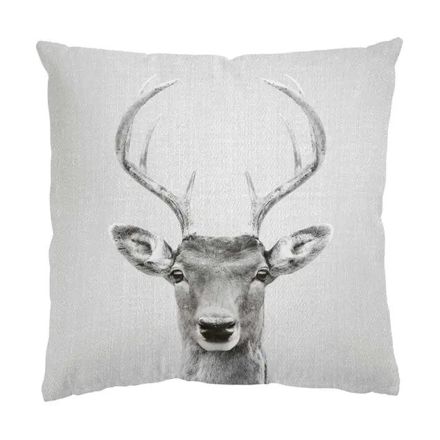 Neue Ware Hirsch Heinrich Schwarz Weiß Dekokissen • Canvas • klassische Webstruktur • handgefertigt in Deutschland