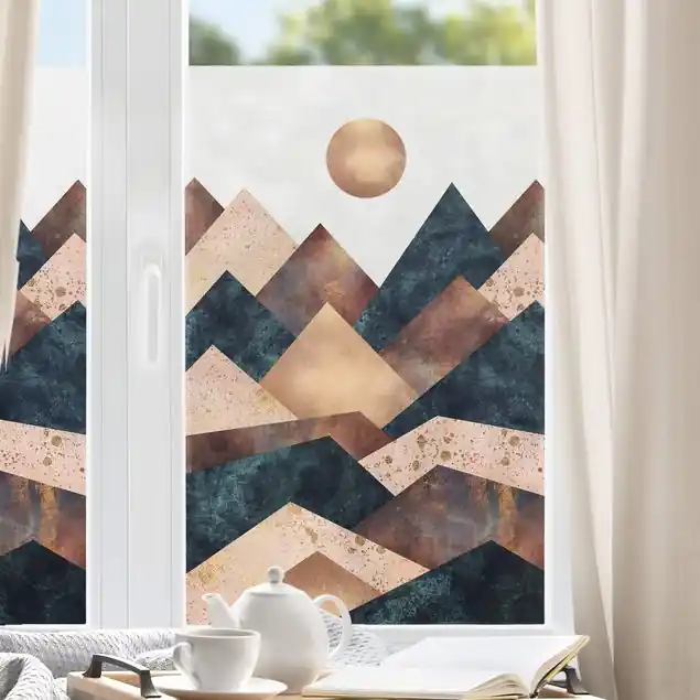 Online Kaufen Geometrische Berge Bronze Fensterfolie