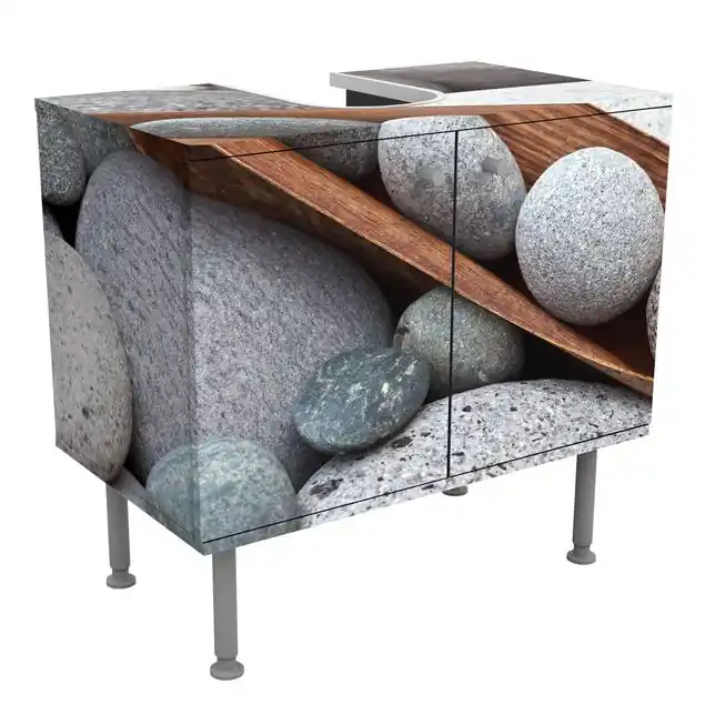 Stillleben mit grauen Steinen Waschbeckenunterschrank Top-Seller