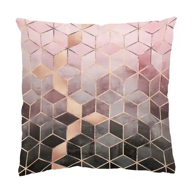Zertifiziert Rosa Grau goldene Geometrie Dekokissen • Canvas • klassische Webstruktur • handgefertigt in Deutschland