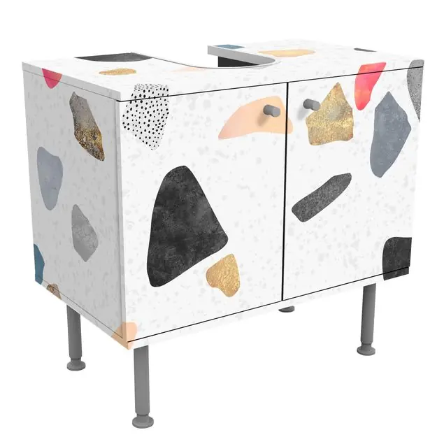 Highlight Weißer Terrazzo mit Goldsteinchen Waschbeckenunterschrank