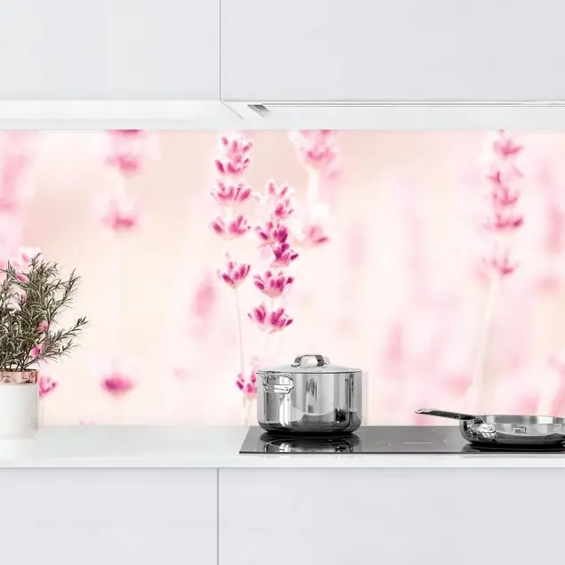 Zartrosaner Lavendel Küchenrückwand • selbstklebend • Spritzschutz • wasserfest • glänzend • 0,35 mm • hergestellt in Deutschland Schneller Versand