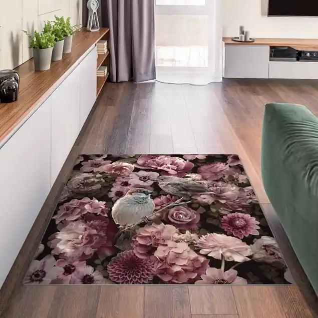 Preisreduziert Blumenparadies Spatzen in Altrosa Teppich