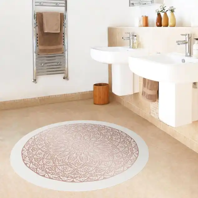 Mandala Ornament in Kupfergold Premium Vinylteppich 2,2 mm • hergestellt in Deutschland • glatt • abwaschbar • ideal für Haushalte mit Tieren Jetzt Bestellen