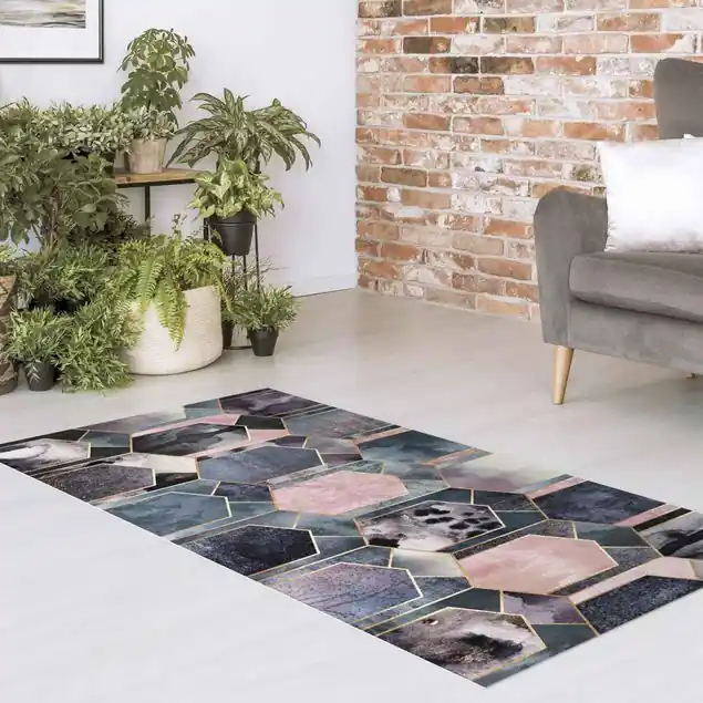 Art Deco Marmor Gold Premium Vinylteppich 2,2 mm • hergestellt in Deutschland • glatt • abwaschbar • ideal für Haushalte mit Tieren Sonderangebot