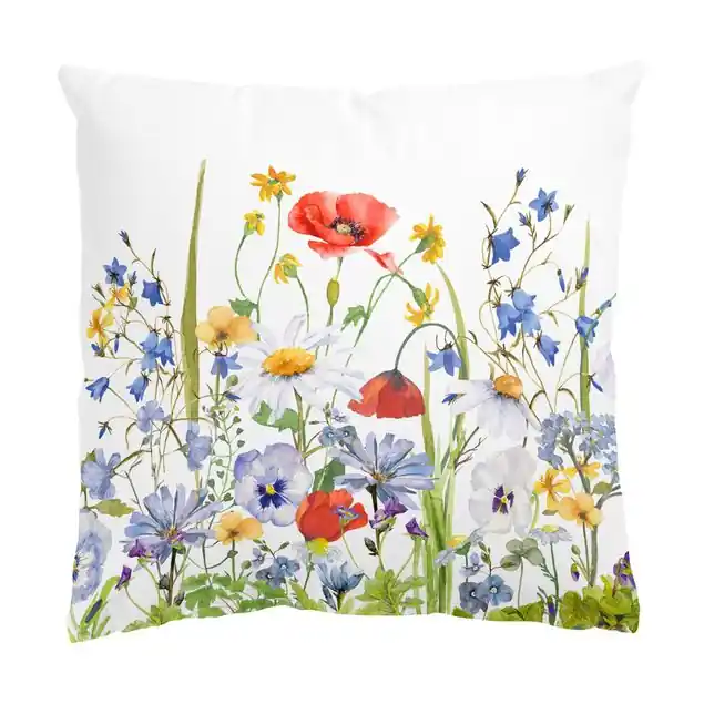 Aquarellierte Blumenwiese mit Mohn Dekokissen • Canvas • klassische Webstruktur • handgefertigt in Deutschland Preis Gesenkt