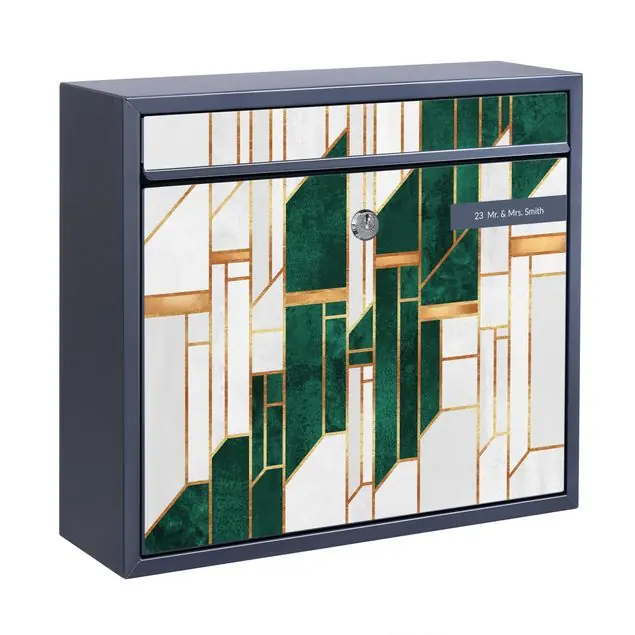 Emerald und Gold Geometrie Briefkasten mit eigenem Text Zertifiziert