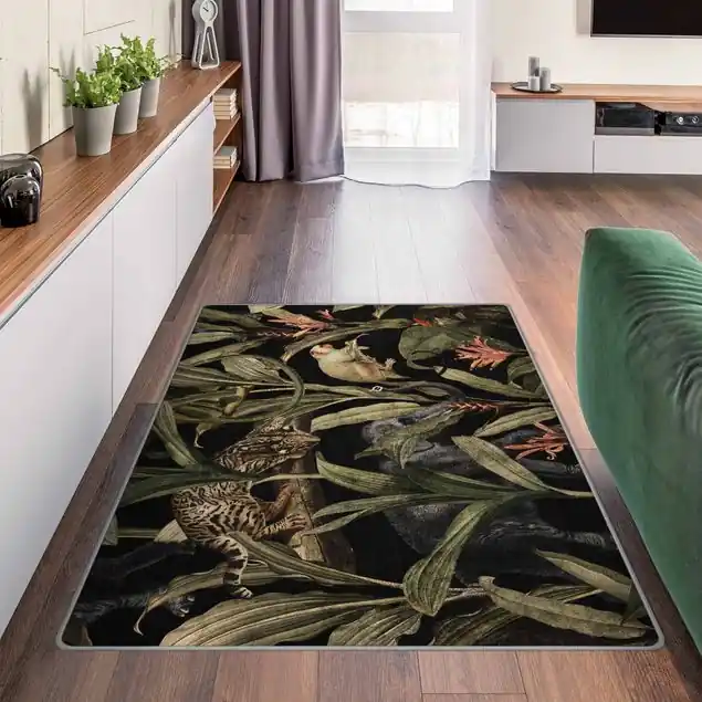 Rabatt Tropische Nacht mit Leopard Teppich