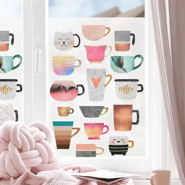 Top-Preis Bunte Tassen mit Gold Fensterfolie