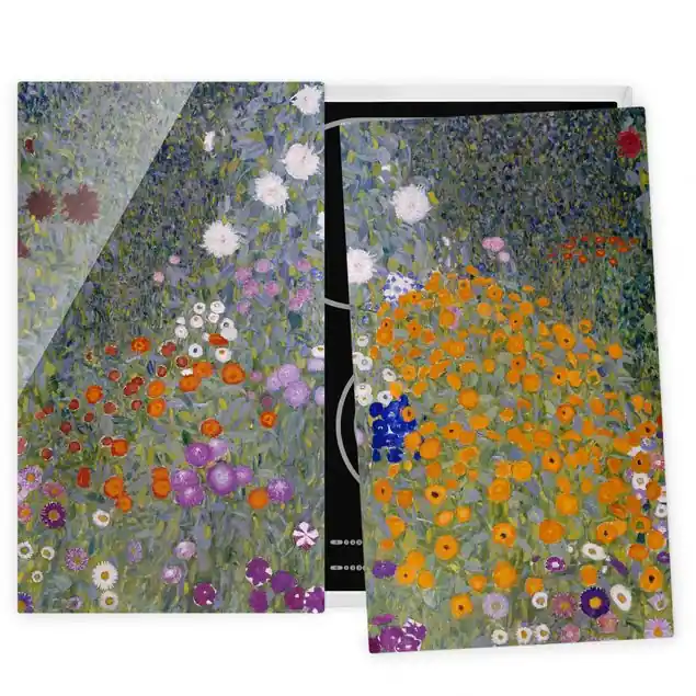 Jetzt Bestellen Gustav Klimt - Bauerngarten 2-teilige Herdabdeckplatte Glas