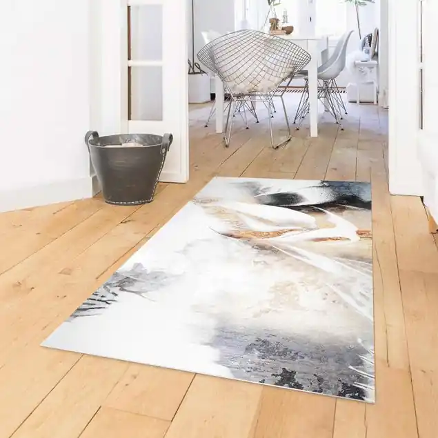 Goldene abstrakte Wintermalerei Premium Vinylteppich 2,2 mm • hergestellt in Deutschland • glatt • abwaschbar • ideal für Haushalte mit Tieren Wochenendangebot