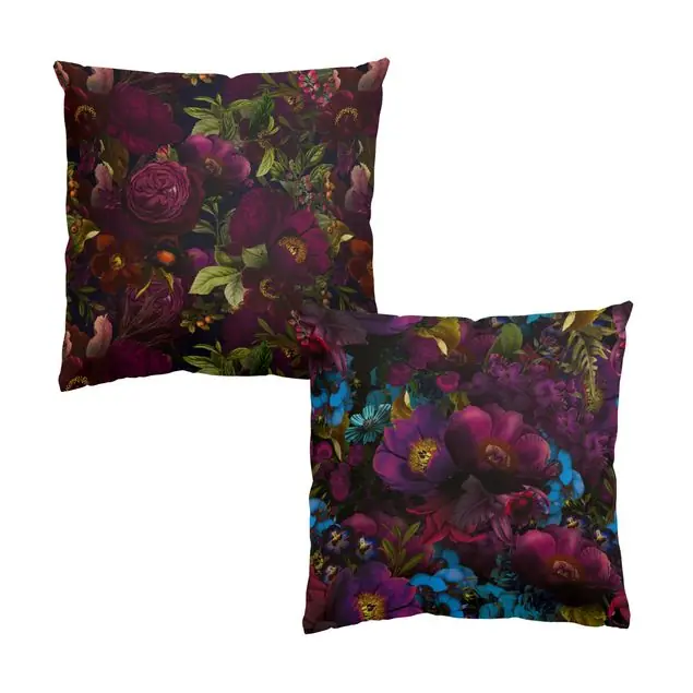 Expressversand Lila Blüten Blumen Duo Dekokissen • Canvas • klassische Webstruktur • handgefertigt in Deutschland