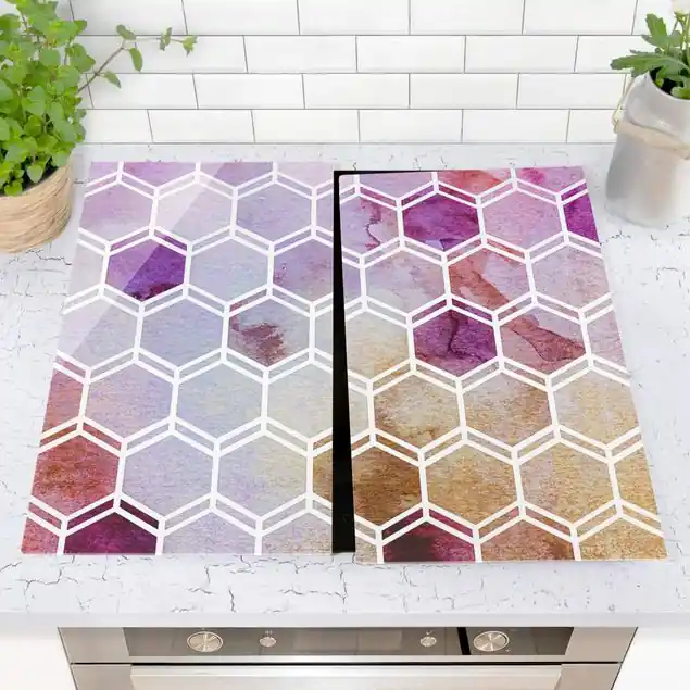 Top-Preis Hexagonträume Aquarell in Beere Herdabdeckplatte