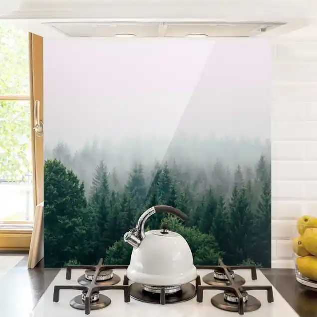 Wald im Nebel Dämmerung Spritzschutz Sonderangebot