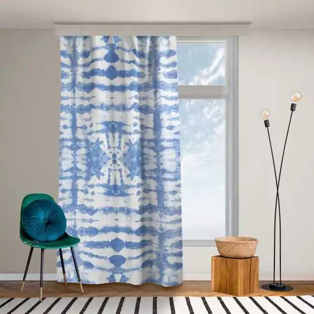 Top-Seller Batik in Blau Weiß Vorhang – Lichtdämpfender Samt