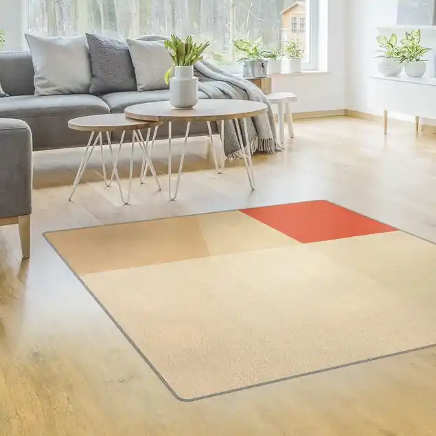 Oranges Rechteck auf Beige Teppich Jetzt Bestellen