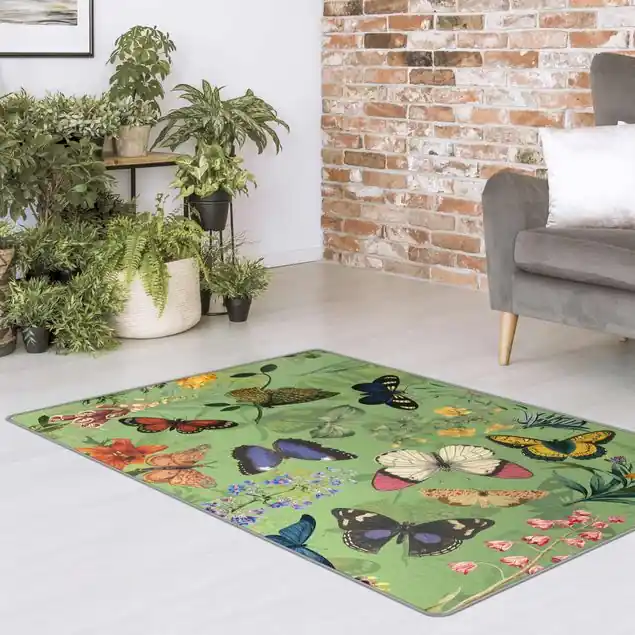 Schmetterlinge mit Blumen auf Grün Teppich Heißes Angebot