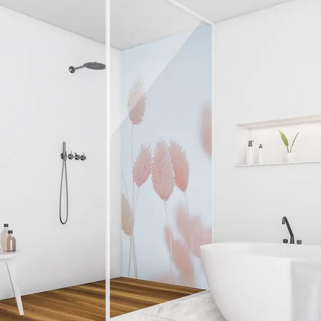 Neue Kollektion Rosa Gräserspitzen Duschrückwand • selbstklebend • glänzend • 0,35 mm