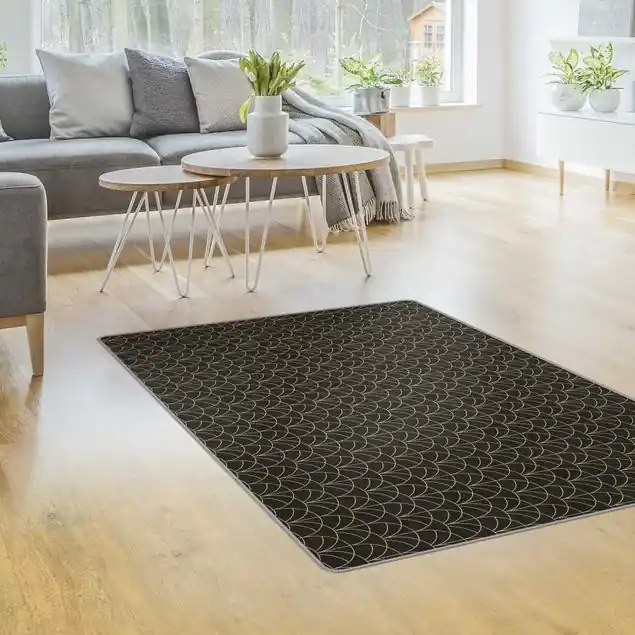 Art Deco auf Schwarz I Teppich Knallerangebot