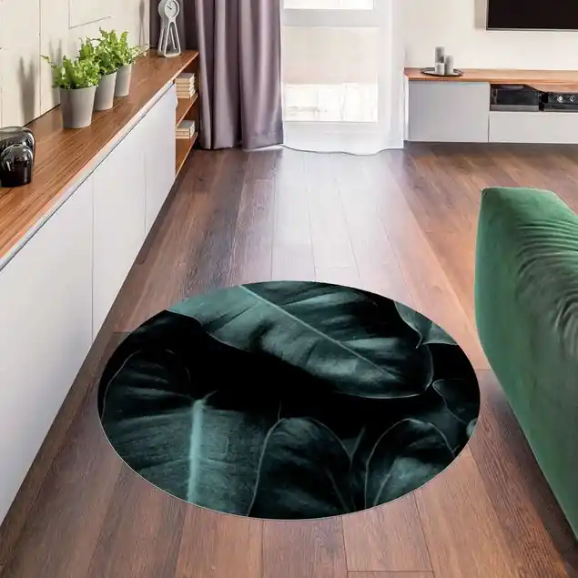 Mega-Angebot Dschungel Blätter Dunkelgrün Premium Vinylteppich 2,2 mm • hergestellt in Deutschland • glatt • abwaschbar • ideal für Haushalte mit Tieren