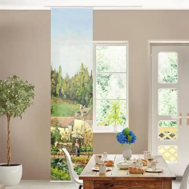 Top-Preis Camille Pissarro - Kleines Dorf Schiebegardine Set