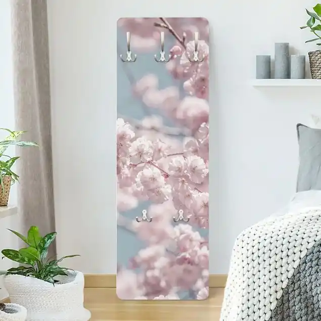 Kirschblütenparty Designpaneel Wandgarderobe • inkl. großes Haken-Set • hergestellt in Deutschland • platzsparend • besonderer Eyecatcher Nur Für Kurze Zeit