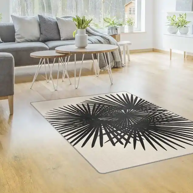 Palmenfarne in Schwarz-Weiß Teppich Knallerangebot