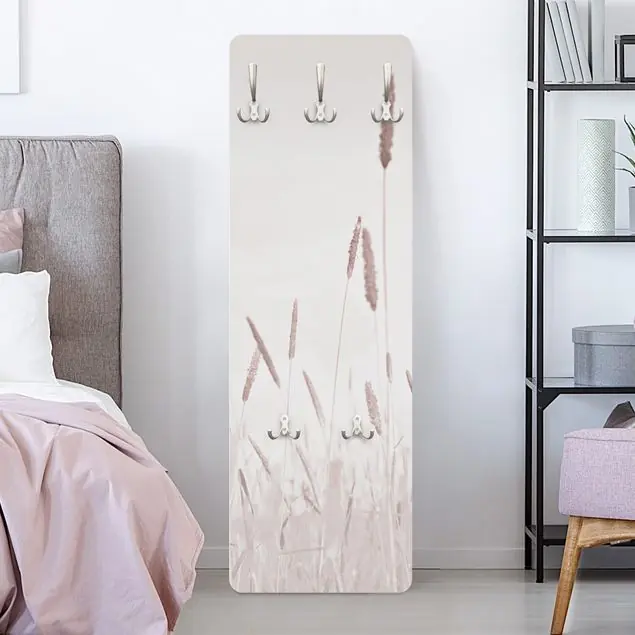 Sommerliches Schilfgras Designpaneel Wandgarderobe • inkl. großes Haken-Set • hergestellt in Deutschland • platzsparend • besonderer Eyecatcher Aktuell