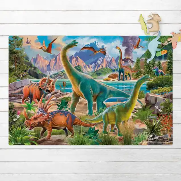Brachiosaurus und Tricaterops Kork-Teppich Kracherpreis