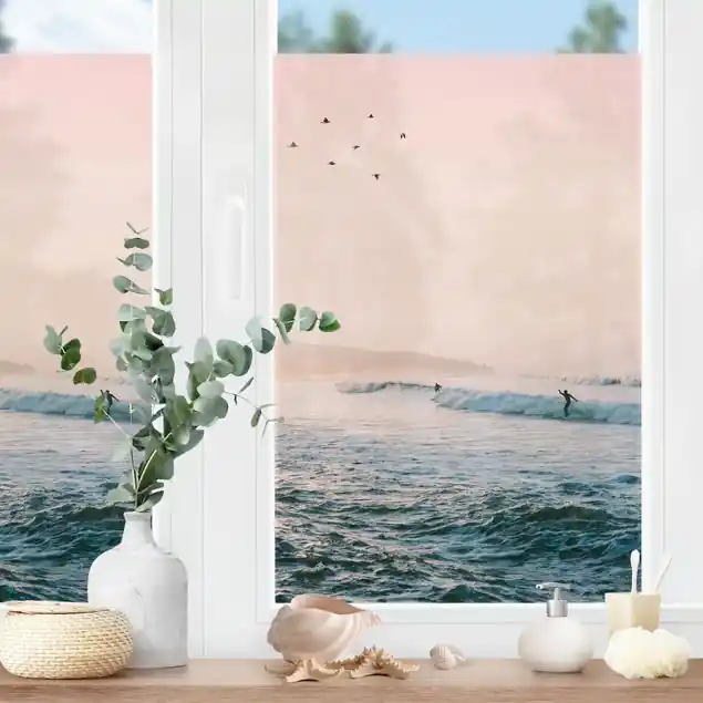 Surfsession im Abendrot Fensterfolie Abverkauf